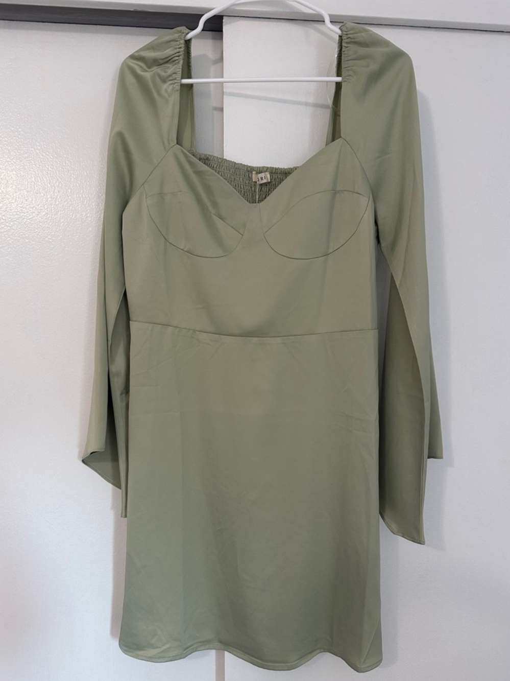 Kori Sage Green Long Sleeve Sweetheart Dress